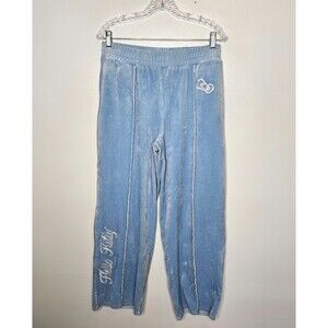 HELLO KITTY x FOREVER 21 Baby Angel Velour Tracksuit Pants XL Blue Embroidered